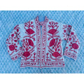 The Lucky Elephant Ladies Suzani Jacket - Cream with Red Floral Design