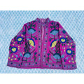 The Lucky Elephant Ladies Suzani Jacket - Rich Pink with Floral Design