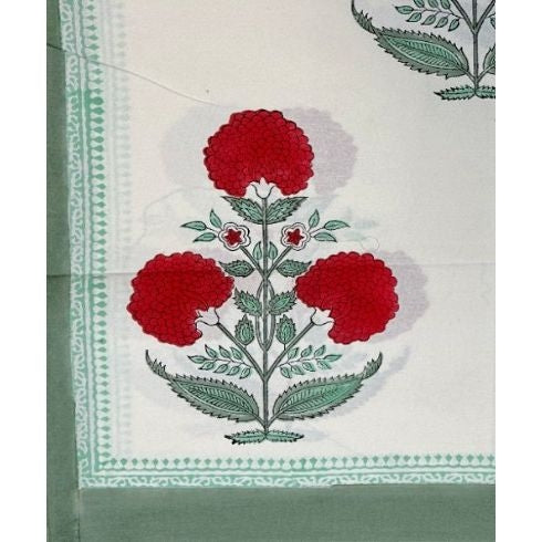 Indian Cotton Tablecloth 150 x 220cm – Red Flowers