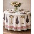Indian Cotton Round Tablecloth 240cm diameter – Palm Trees