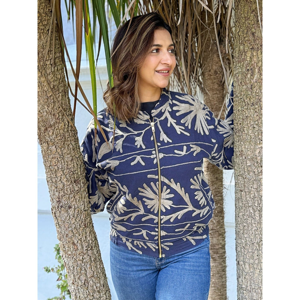 Ladies Suzani Bomber Jacket - Blue
