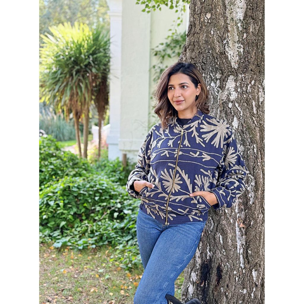 Ladies Suzani Bomber Jacket - Blue