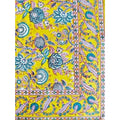 Indian Cotton Tablecloth 150 x 220cm – Yellow with Aqua & Pink Floral